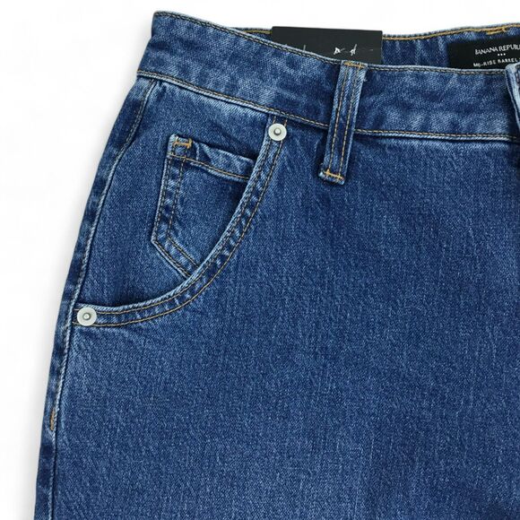 Banana Republic Barrel Jeans Womens sz 28 /6 Mid Rise Medium Wash Stretch NEW - Picture 4 of 16